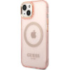 Guess GUHMP14SHTCMP iPhone 14 6.1 pink/pink hard case Gold Outline Translucent MagSafe - (GUE002591-0)