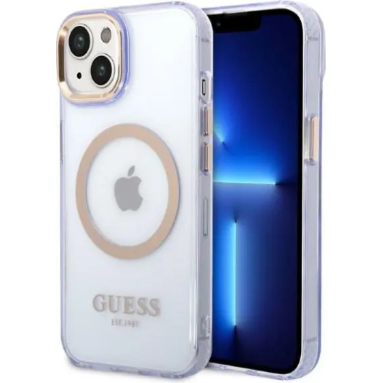 Guess GUHMP14SHTCMU iPhone 14 6.1 purple/purple hard case Gold Outline Translucent MagSafe - (GUE002582-0)