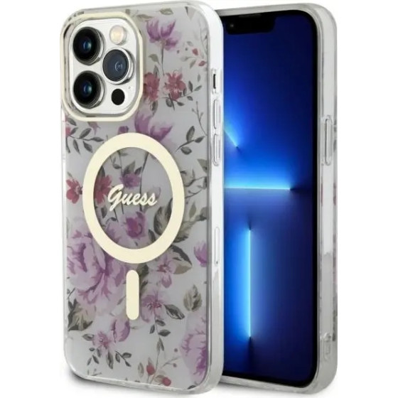Guess GUHMP14XHCFWST iPhone 14 Pro Max 6.7 transparent hardcase Flower MagSafe - (GUE002739-0)
