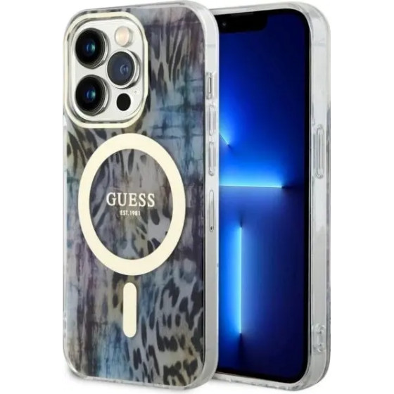 Guess GUHMP14XHLEOPWB iPhone 14 Pro Max 6.7 blue/blue hardcase Leopard MagSafe - (GUE002773-0)