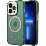 Guess GUHMP14XHTCMA iPhone 14 Pro Max 6.7'' green/khaki hard case Gold Outline Translucent MagSafe - (GUE002917-0)