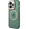 Guess GUHMP14XHTCMA iPhone 14 Pro Max 6.7'' green/khaki hard case Gold Outline Translucent MagSafe - (GUE002917-0)
