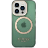 Guess GUHMP14XHTCMA iPhone 14 Pro Max 6.7'' green/khaki hard case Gold Outline Translucent MagSafe - (GUE002917-0)