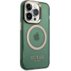 Guess GUHMP14XHTCMA iPhone 14 Pro Max 6.7'' green/khaki hard case Gold Outline Translucent MagSafe - (GUE002917-0)
