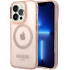 Guess GUHMP14XHTCMP iPhone 14 Pro Max 6.7 pink/pink hard case Gold Outline Translucent MagSafe - (GUE002694-0)