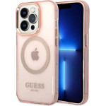 Guess GUHMP14XHTCMP iPhone 14 Pro Max 6.7 pink/pink hard case Gold Outline Translucent MagSafe - (GUE002694-0)