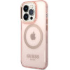 Guess GUHMP14XHTCMP iPhone 14 Pro Max 6.7 pink/pink hard case Gold Outline Translucent MagSafe - (GUE002694-0)