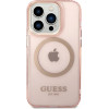Guess GUHMP14XHTCMP iPhone 14 Pro Max 6.7 pink/pink hard case Gold Outline Translucent MagSafe - (GUE002694-0)