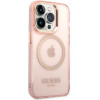 Guess GUHMP14XHTCMP iPhone 14 Pro Max 6.7 pink/pink hard case Gold Outline Translucent MagSafe - (GUE002694-0)