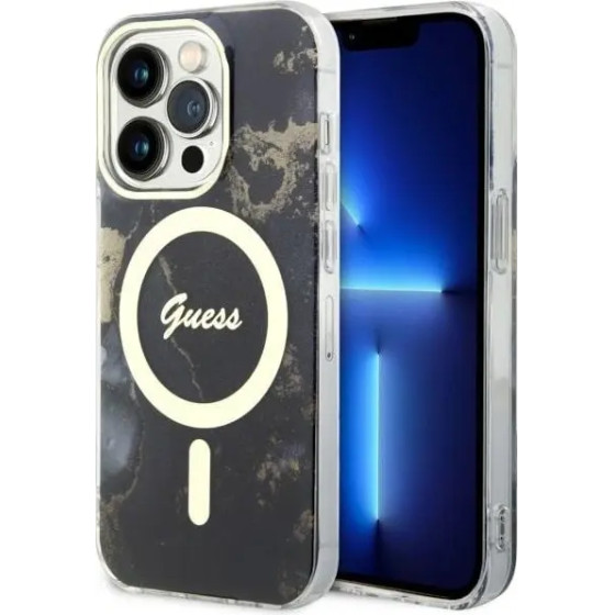Guess GUHMP14XHTMRSK iPhone 14 Pro Max 6.7 black/black hardcase Golden Marble MagSafe - (GUE002777-0)