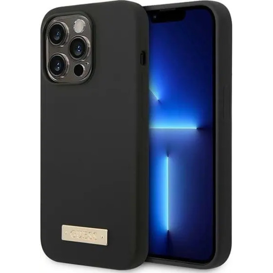 Guess GUHMP14XSBPLK iPhone 14 Pro Max 6.7'' black/black hard case Silicone Logo Plate MagSafe - (GUE002413-0)