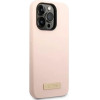 Guess GUHMP14XSBPLP iPhone 14 Pro Max 6.7'' pink/pink hard case Silicone Logo Plate MagSafe - (GUE002417-0)