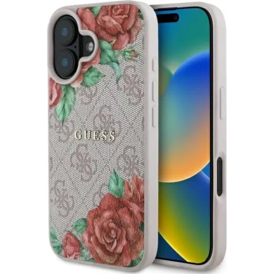 Guess GUHMP16SP4ROPEMCP iPhone 16 6.1 pink/pink hardcase 4G Flowers Print MagSafe - (GUE004235-0)