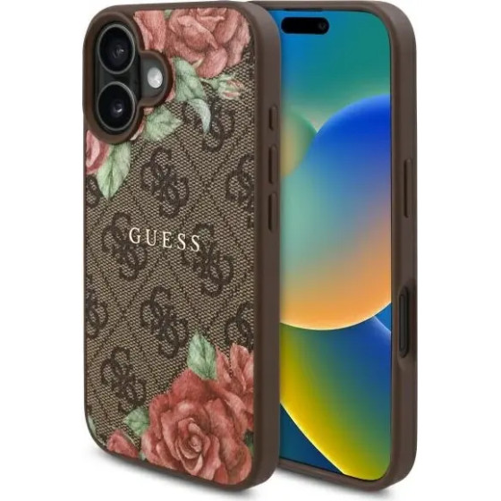 Guess GUHMP16SP4ROPEMCW iPhone 16 6.1 brown/brown hardcase 4G Flowers Print MagSafe - (GUE004231-0)