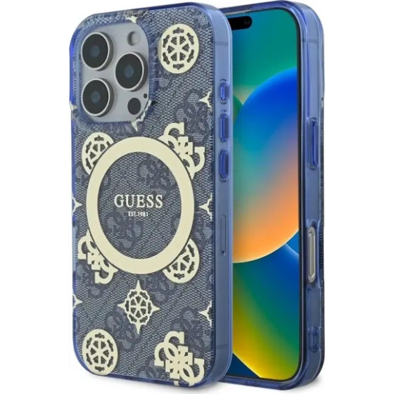 Guess GUHMP16XH4PYEEB iPhone 16 Pro Max 6.9 blue/blue hardcase IML Peony On 4G Background MagSafe - (GUE004148-0)