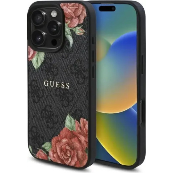 Guess GUHMP16XP4ROPEMCK iPhone 16 Pro Max 6.9 black/black hardcase 4G Flowers Print MagSafe - (GUE004230-0)