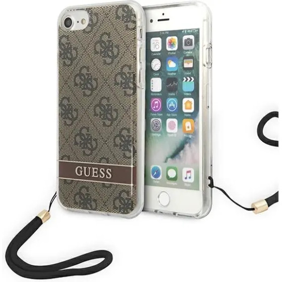 Guess GUOHCI8H4STW iPhone SE 2022 / SE 2020 / 7/ 8 brown/brown hardcase 4G Print Strap - (GUE002069-0)