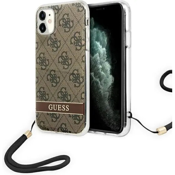 Guess GUOHCN61H4STW iPhone 11 brown/brown hardcase 4G Print Strap - (GUE002067-0)