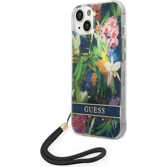 Guess GUOHCP14MHFLSB iPhone 14 Plus 6.7 blue / blue hardcase Flower Strap - (GUE002135-0)