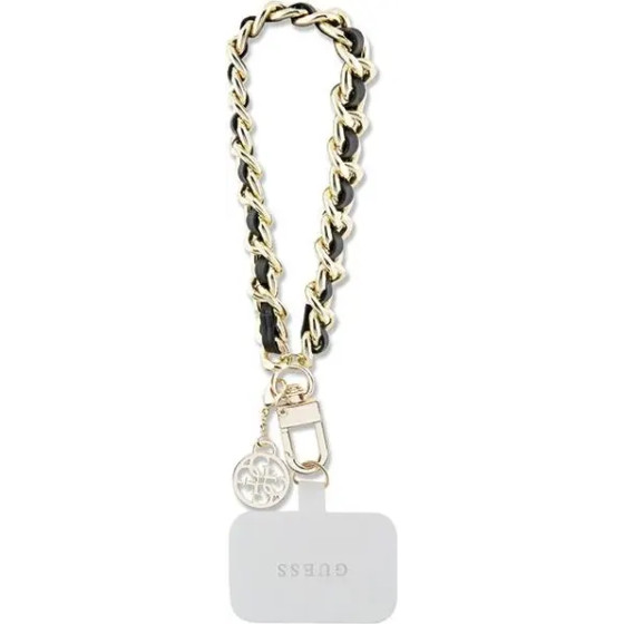 Guess GUOUCHSAMC4K Universal Hand Strap Case - Black Saffiano Chain 4G Charm - (GUE002944-0)
