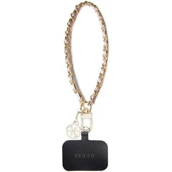 Guess GUOUCHSAMC4P Universal Hand Strap case - pink Saffiano Chain 4G Charm - (GUE002945-0)