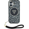 Guess HC IML Leopard Triangle Cord Strap MagSafe case for iPhone 16 - black - (GUE004388-0)