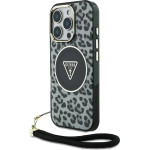 Guess HC IML Leopard Triangle Cord Strap MagSafe Case for iPhone 16 Pro Max - Black - (GUE004390-0)