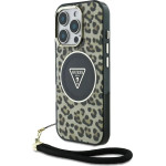 Guess HC IML Leopard Triangle Cord Strap MagSafe Case for iPhone 16 Pro Max - Brown - (GUE004393-0)