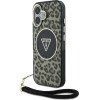 Guess HC IML Leopard Triangle Cord Strap MagSafe iPhone 16 Case - Brown - (GUE004391-0)