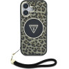 Guess HC IML Leopard Triangle Cord Strap MagSafe iPhone 16 Case - Brown - (GUE004391-0)