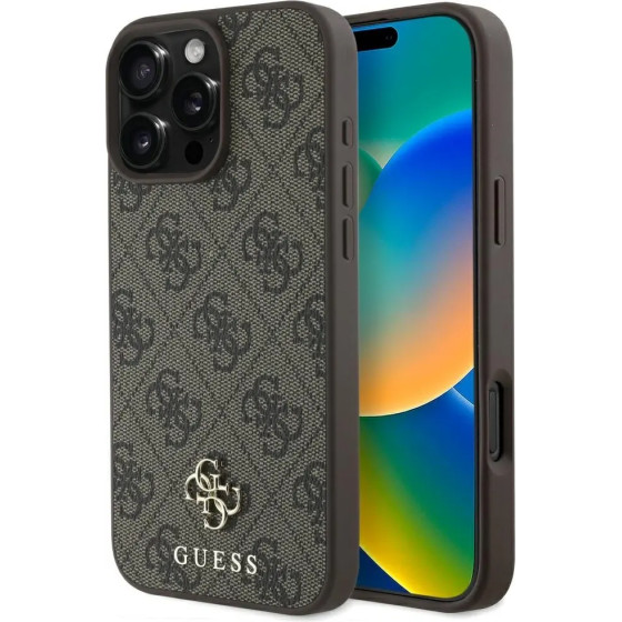 Guess HC PU 4G Small 4G and Classic Case for iPhone 16 Pro MagSafe - Brown - (GUE004367-0)