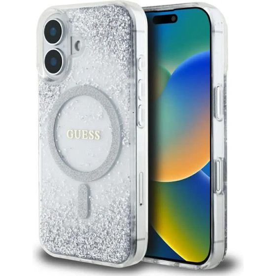Guess HC Resin Bottom Glitter MagSafe case for iPhone 16 - silver - (GUE004365-0)