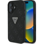 Guess Hot Stamp 4G Pattern Triangle Metal Logo case for iPhone 16 - black - (GUE004406-0)