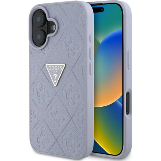Guess Hot Stamp 4G Pattern Triangle Metal Logo iPhone 16 Case - Purple - (GUE004412-0)