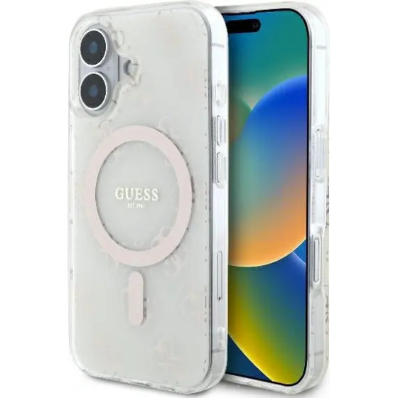 Guess IML 4G Background MagSafe Case for iPhone 16 Plus - White - (GUE003973-0)