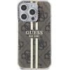 Guess IML 4G Gold Stripe case for iPhone 15 Pro - brown - (GUE003517-0)