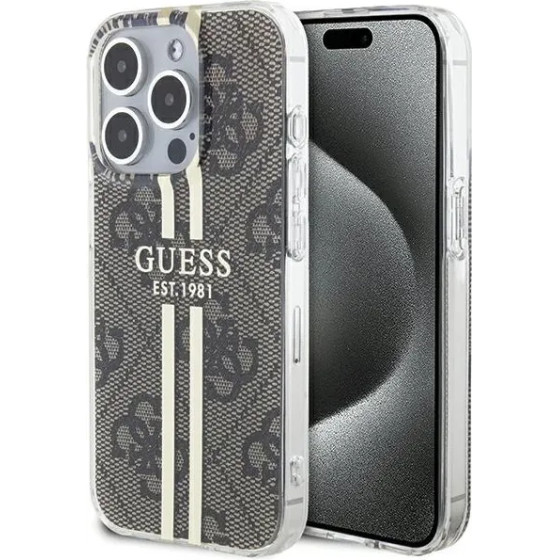Guess IML 4G Gold Stripe case for iPhone 15 Pro Max - brown - (GUE003518-0)