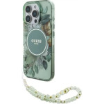 Guess IML Flowers With Pearl Strap MagSafe case for iPhone 16 Pro - green - (GUE003939-0)