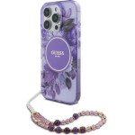 Guess IML Flowers With Pearl Strap MagSafe case for iPhone 16 Pro - purple - (GUE003943-0)
