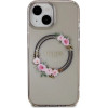 Guess IML Flowers Wreath MagSafe case for iPhone 15 / 14 / 13 - black - (GUE003627-0)