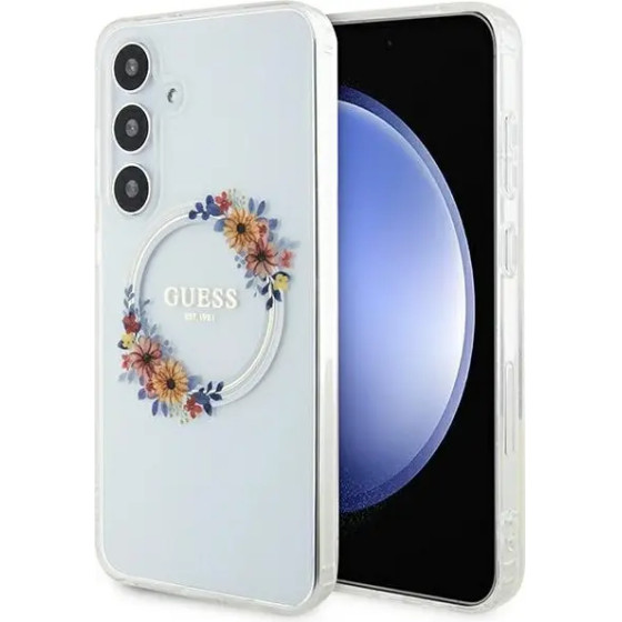 Guess IML Flowers Wreath MagSafe case for Samsung Galaxy S24+ - transparent - (GUE003678-0)