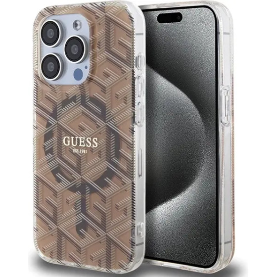 Guess IML GCube MagSafe case for iPhone 15 Pro - brown - (GUE003509-0)