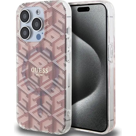 Guess IML GCube MagSafe case for iPhone 15 Pro - pink - (GUE003505-0)