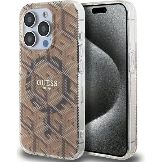 Guess IML GCube MagSafe case for iPhone 15 Pro Max - brown - (GUE003510-0)