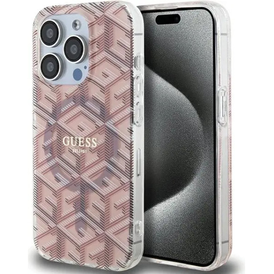 Guess IML GCube MagSafe case for iPhone 15 Pro Max - pink - (GUE003506-0)