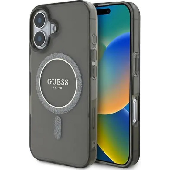 Guess IML Glitter Circle MagSafe case for iPhone 16 - black - (GUE003856-0)