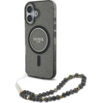 Guess IML Glitter With Pearl Strap MagSafe case for iPhone 16 - black - (GUE003923-0)