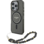 Guess IML Glitter With Pearl Strap MagSafe Case for iPhone 16 Pro Max - Black - (GUE004082-0)