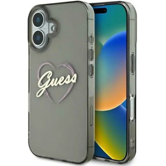 Guess IML Heart Case for iPhone 16 Plus - Black - (GUE003980-0)