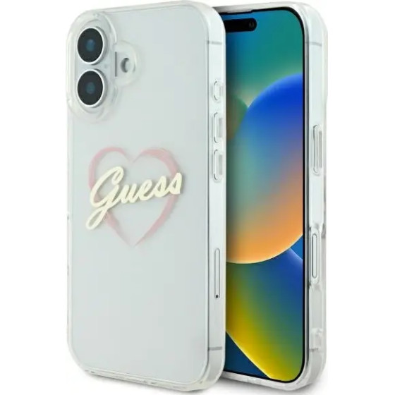 Guess IML Heart Case for iPhone 16 plus - Transparent - (GUE003987-0)
